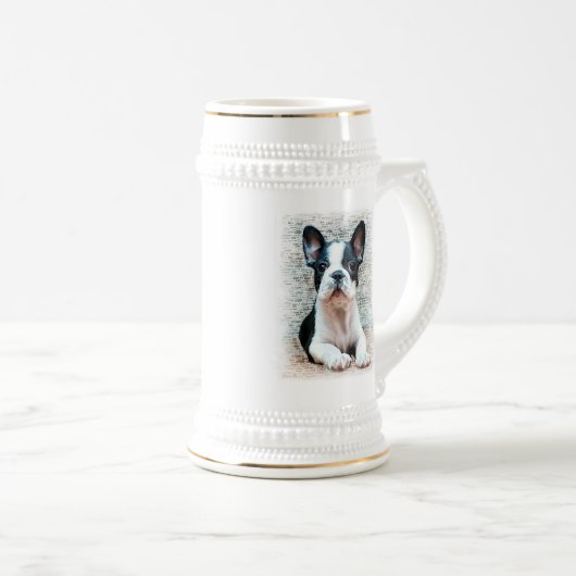 Franse Bulldog stein Bierpul (Voorkant rechts)