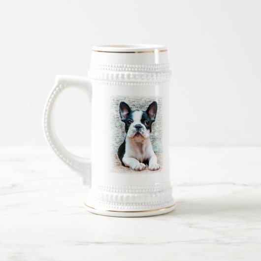 Franse Bulldog stein Bierpul (Links)
