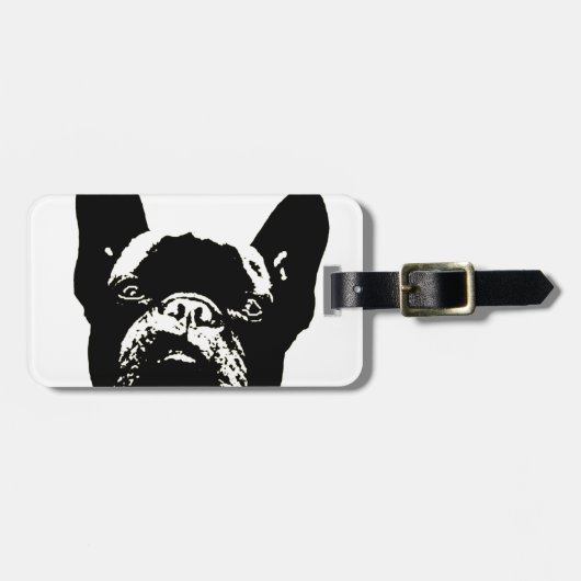 Franse Bulldog Stencil Bagagelabel (Voorkant horizontaal)