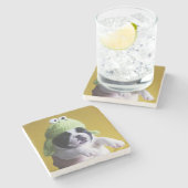 Franse Bulldog Stenen Onderzetter (Zijkant)