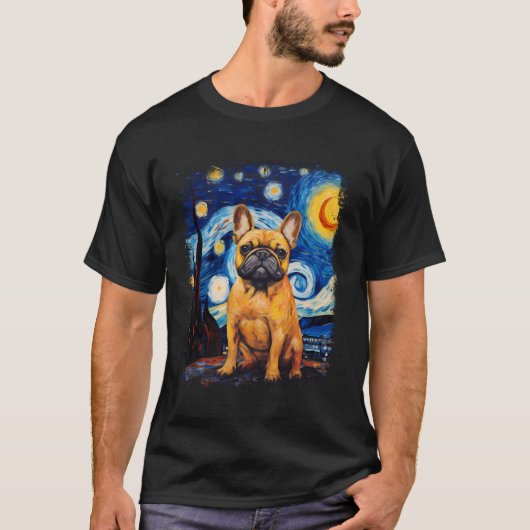 Franse Bulldog Sterrennachten T-shirt (Voorkant)