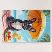 Franse Bulldog Strand Relax Scène Legpuzzel (Horizontaal)