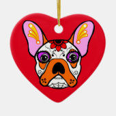 Franse Bulldog Sugar Skull Keramisch Ornament (Voorkant)