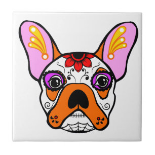 Franse Bulldog Sugar Skull Tegeltje