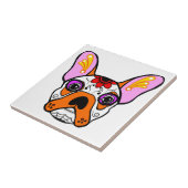Franse Bulldog Sugar Skull Tegeltje (Zijkant)