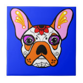 Franse Bulldog Sugar Skull Tegeltje (Voorkant)