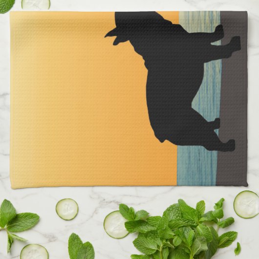 Franse Bulldog Surfside Sunset Theedoek (Gevouwen)