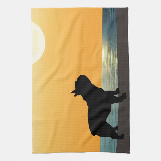 Franse Bulldog Surfside Sunset Theedoek (Verticaal)