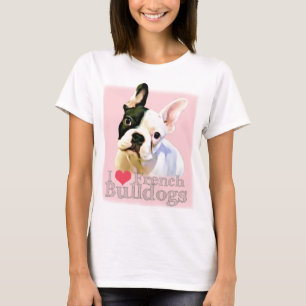 Franse Bulldog T-Shirt - I Heart French Bulldogs