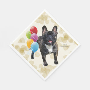 Franse Bulldog Tan Bladeren en Ballonnen Servetten