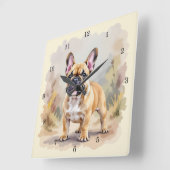 Franse Bulldog Tan Fawn-kleurige Schattigee French Vierkante Klok (Hoek)