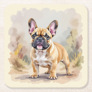 Franse Bulldog Tan Vaalbruin Kleurige Schattige Fr Kartonnen Onderzetters