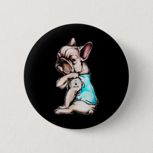 Franse Bulldog Tattoo I Love Mom Moederdag L Ronde Button 5,7 Cm