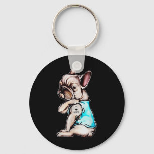 Franse Bulldog Tattoo I Love Mom Moederdag L Sleutelhanger
