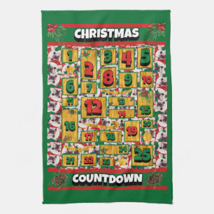 Franse Bulldog Teltijd Kerstmis Adventkalender Theedoek