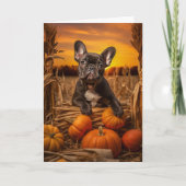 Franse Bulldog Thanksgiving Feestdagen Kaart (Voorkant)