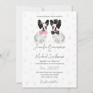 Franse Bulldog thema poot hart hond bruiloft Kaart