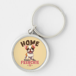 Franse Bulldog Thuis Is Waar De Franse Pup Is Sleutelhanger