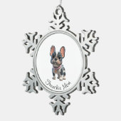 Franse Bulldog Tin Sneeuwvlok Ornament (Rechts)