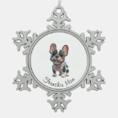 Franse Bulldog Tin Sneeuwvlok Ornament (Voorkant)