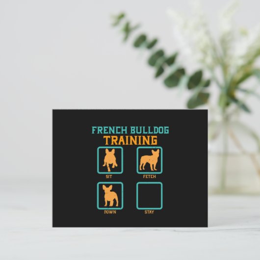 Franse bulldog training grappig briefkaart (Staand voorkant)