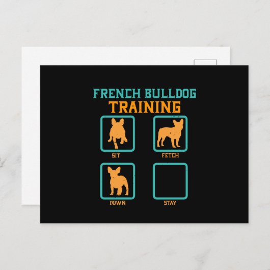 Franse bulldog training grappig briefkaart (Voorkant / Achterkant)