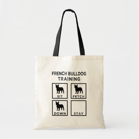 Franse Bulldog Training grappige canvas tas (Voorkant)