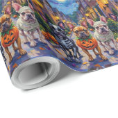 Franse Bulldog Trick-or-Treating Halloween kostuum Cadeaupapier (Rol Hoek)