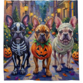 Franse Bulldog Trick-or-Treating Halloween kostuum Douchegordijn (Voorkant)