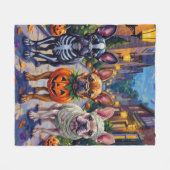 Franse Bulldog Trick-or-Treating Halloween kostuum Fleece Deken (Voorkant (Horizontaal))
