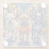 Franse Bulldog Trick-or-Treating Halloween kostuum Glazen Onderzetter (Achterkant)