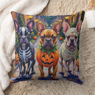 Franse Bulldog Trick-or-Treating Halloween kostuum Kussen