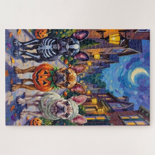 Franse Bulldog Trick-or-Treating Halloween kostuum Legpuzzel (Horizontaal)