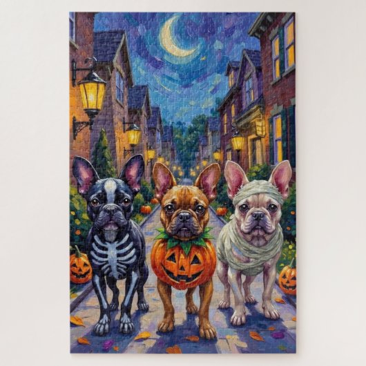 Franse Bulldog Trick-or-Treating Halloween kostuum Legpuzzel (Verticaal)