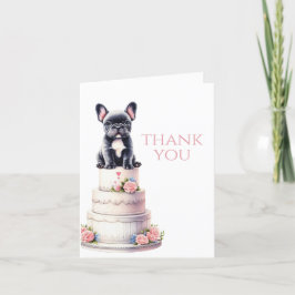 Franse Bulldog Trouwtaart Bedankkaart