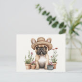 Franse Bulldog Tuinieren Bloempotten Briefkaart (Staand voorkant)