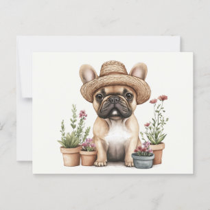 Franse Bulldog Tuinieren Bloempotten Briefkaart