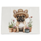 Franse Bulldog Tuinieren Bloempotten Groot Cadeauzakje (Voorkant)