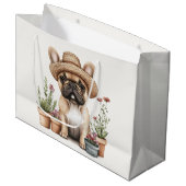 Franse Bulldog Tuinieren Bloempotten Groot Cadeauzakje (Voorkant Gekanteld)