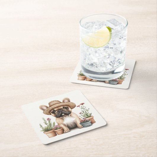 Franse Bulldog Tuinieren Bloempotten Kartonnen Onderzetters (Insitu)