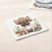 Franse Bulldog Tuinieren Bloempotten Kartonnen Onderzetters (Schuin)