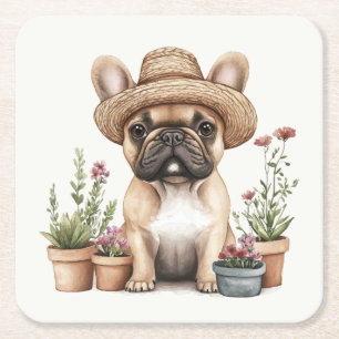 Franse Bulldog Tuinieren Bloempotten Kartonnen Onderzetters
