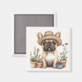Franse Bulldog Tuinieren Bloempotten Magneet (Voorkant / Achterkant)