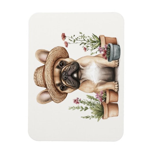 Franse Bulldog Tuinieren Bloempotten Magneet (Verticaal)