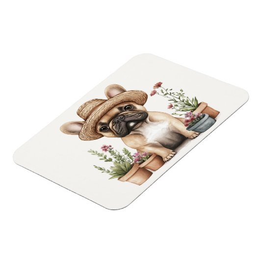 Franse Bulldog Tuinieren Bloempotten Magneet (Linkerzijde)