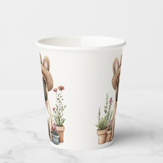 Franse Bulldog Tuinieren Bloempotten Papieren Bekers (Links)