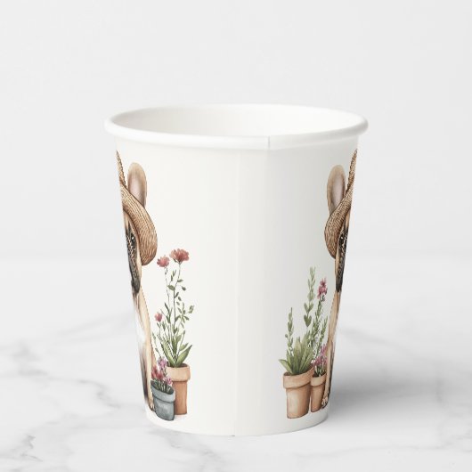 Franse Bulldog Tuinieren Bloempotten Papieren Bekers (Rechts)
