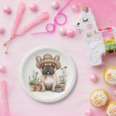 Franse Bulldog Tuinieren Bloempotten Papieren Bordje (Feest)