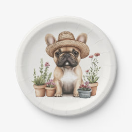Franse Bulldog Tuinieren Bloempotten Papieren Bordje