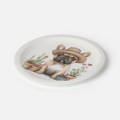 Franse Bulldog Tuinieren Bloempotten Papieren Bordje (Gekanteld)